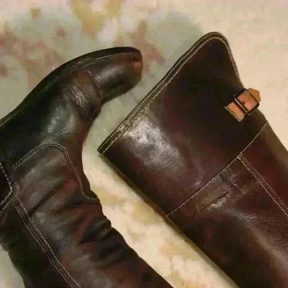 VINTAGE FRYE Brown Knee High Fold Over Riding Boots Buckle Back Women 5.5 - 6 - Picture 14 of 16
